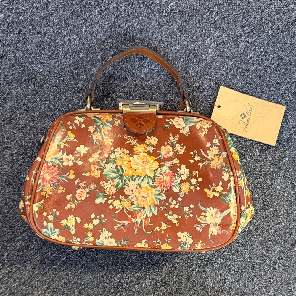Patricia Nash Yellow Floral Brown Shoulder Bag
